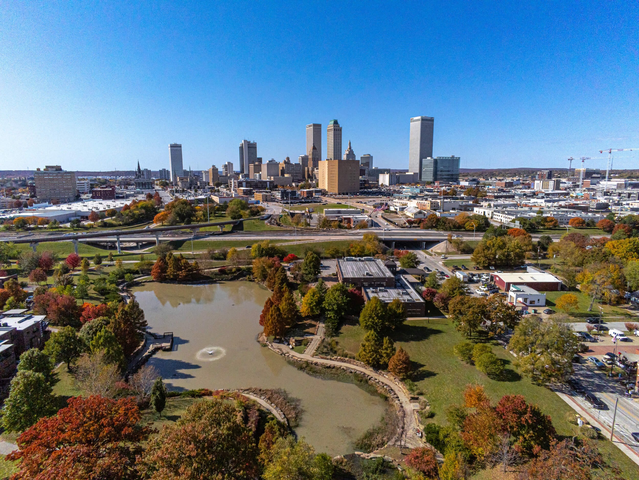 Aerial shot of Tulsa, OK.